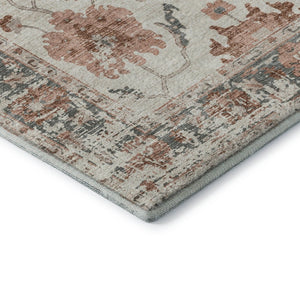 HomeRoots 5' X 8' Linen Ivory & Salmon Washable Area Rug - Durable, Stylish, Stain-Resistant with UV Protection 709880