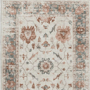HomeRoots 5' X 8' Linen Ivory & Salmon Washable Area Rug - Durable, Stylish, Stain-Resistant with UV Protection 709880