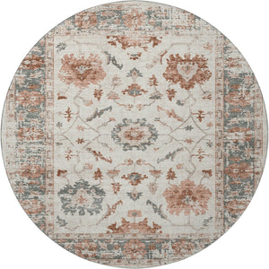 HomeRoots 8' X 10' Linen Ivory & Salmon Oriental Area Rug – Washable, Durable, UV-Protected for Stylish Homes 709882