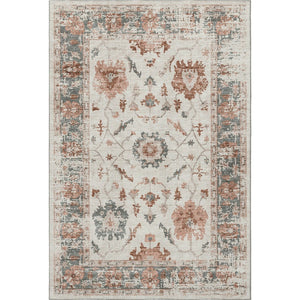 HomeRoots 10' X 14' Elegant Linen Ivory & Salmon Oriental Washable Area Rug with UV Protection & Non-Slip Backing 709884