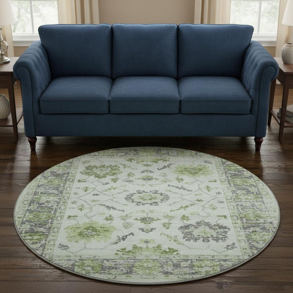 HomeRoots 8' X 10' Mint Green & Gray Washable Area Rug - Soft, Stain Resistant, UV Protected for Everyday Use 709888