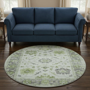 HomeRoots 8' X 10' Mint Green & Gray Washable Area Rug - Soft, Stain Resistant, UV Protected for Everyday Use 709888