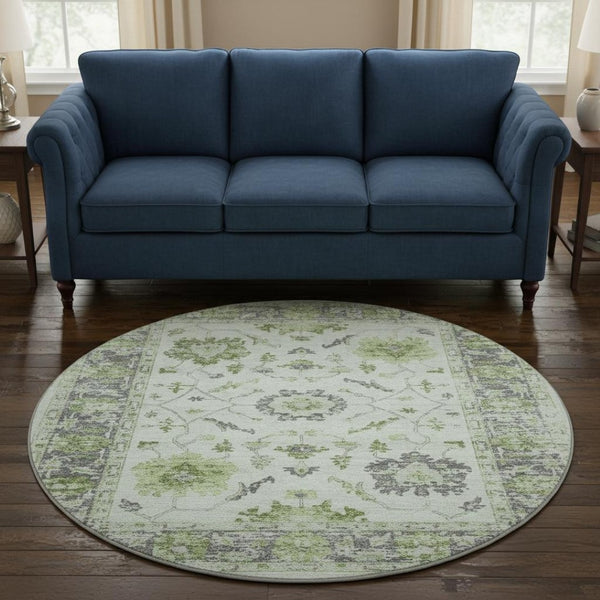 HomeRoots 8' X 10' Mint Green & Gray Washable Area Rug - Soft, Stain Resistant, UV Protected for Everyday Use 709888
