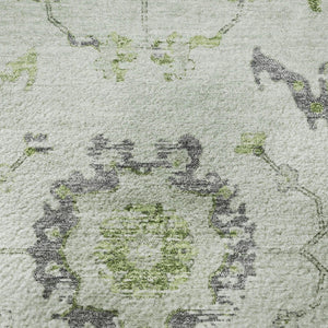 HomeRoots 8' X 10' Mint Green & Gray Washable Area Rug - Soft, Stain Resistant, UV Protected for Everyday Use 709888