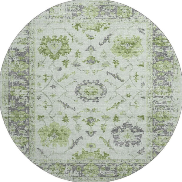 HomeRoots 8' X 10' Mint Green & Gray Washable Area Rug - Soft, Stain Resistant, UV Protected for Everyday Use 709888