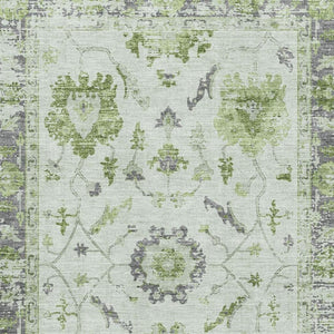 HomeRoots 9' Mint Green and Gray Oriental Washable Area Rug – UV Protected, Stain Resistant, Durable Design! 709889