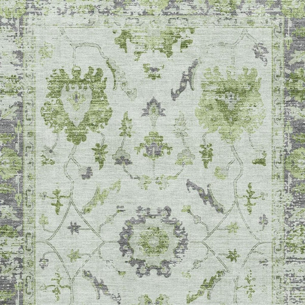 HomeRoots 9' Mint Green and Gray Oriental Washable Area Rug – UV Protected, Stain Resistant, Durable Design! 709889