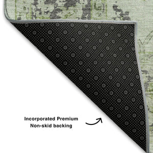 HomeRoots 10' X 14' Mint Green & Gray Oriental Area Rug - Stylish, Washable, UV-Protected for Busy Homes 709890