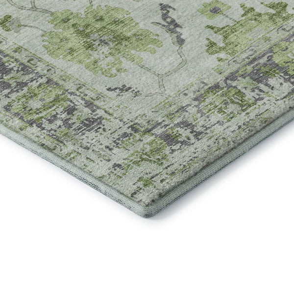 HomeRoots 10' X 14' Mint Green & Gray Oriental Area Rug - Stylish, Washable, UV-Protected for Busy Homes 709890