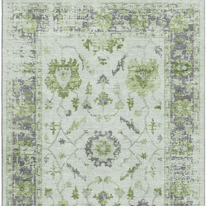 HomeRoots 10' X 14' Mint Green & Gray Oriental Area Rug - Stylish, Washable, UV-Protected for Busy Homes 709890