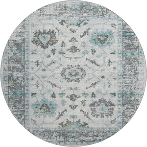 HomeRoots 8' X 10' Luxurious Teal Gray & Charcoal Oriental Washable Area Rug with UV Protection & Stain Resistance 709900