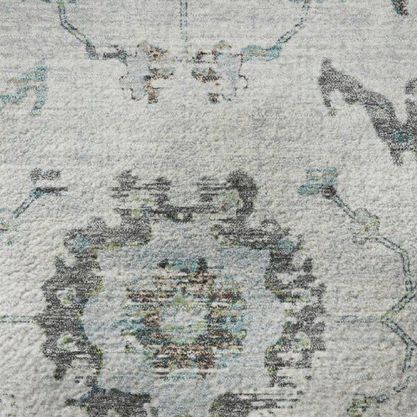 HomeRoots 8' X 10' Luxurious Teal Gray & Charcoal Oriental Washable Area Rug with UV Protection & Stain Resistance 709900