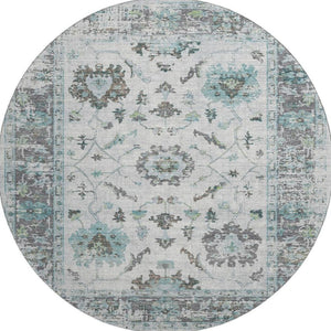 HomeRoots 8' X 10' Luxurious Teal Gray & Charcoal Oriental Washable Area Rug with UV Protection & Stain Resistance 709900