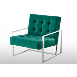 English Elm Living Room Modern Tufted Accent Chair with Chrome Frame, Velvet Upholstery, Mid-Century Comfort Design Green 33 L x 30 W x 28 H B011P360630
