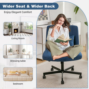 English Elm Modern Linen Blue Criss Cross Office Chair with Ergonomic Support, Adjustable Height, Swivel & Pillow W3394P329159