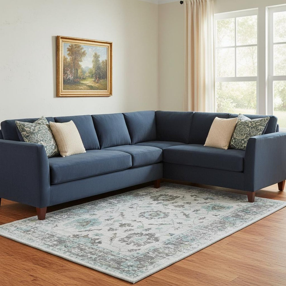 HomeRoots 9' X 12' Teal Gray Charcoal Oriental Area Rug - Stylish Washable Design with UV Protection & Stain Resistance 709901