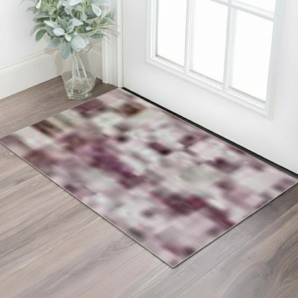 HomeRoots 5' X 8' Blush Green Gray Abstract Area Rug - UV Protected, Machine Washable, Stain Resistant Design! 709904