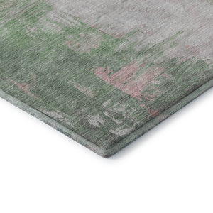 HomeRoots 8' Blush Green & Gray Abstract Washable Round Rug - UV Protected, Stain Resistant, Non-Slip Design 709905