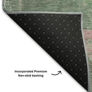 HomeRoots 8' X 10' Washable Blush Green & Gray Abstract Area Rug - Durable, UV Protected, Pet Friendly Design! 709906
