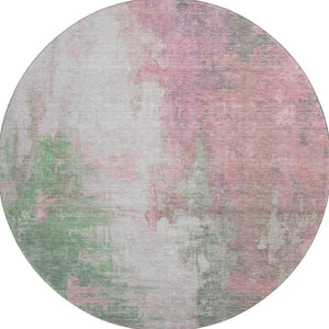 HomeRoots 8' X 10' Washable Blush Green & Gray Abstract Area Rug - Durable, UV Protected, Pet Friendly Design! 709906