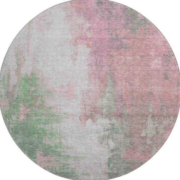 HomeRoots 8' X 10' Washable Blush Green & Gray Abstract Area Rug - Durable, UV Protected, Pet Friendly Design! 709906