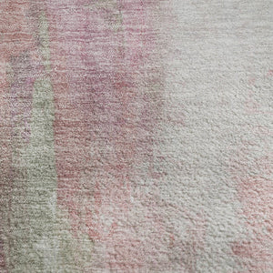 HomeRoots 9' X 12' Stylish Blush Green & Gray Abstract Washable Area Rug with UV Protection for High-Traffic Spaces 709907