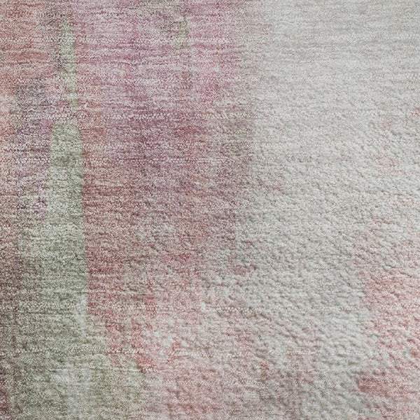 HomeRoots 9' X 12' Stylish Blush Green & Gray Abstract Washable Area Rug with UV Protection for High-Traffic Spaces 709907