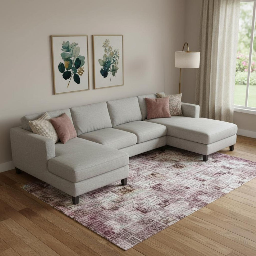 HomeRoots 10' X 14' Blush Green and Gray Abstract Area Rug - Washable, UV Protected, Perfect for Busy Homes! 709908