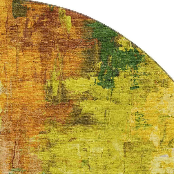 HomeRoots 8' X 10' Vibrant Green Gold Orange Abstract Washable Area Rug with UV Protection for Modern Living 709912