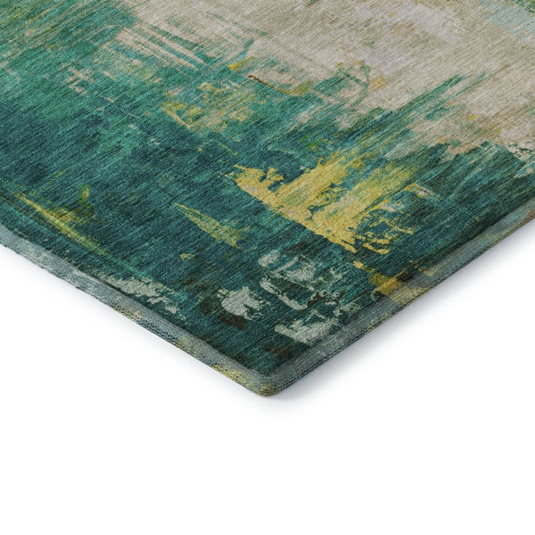 HomeRoots 9' X 12' Vibrant Green, Gold & Orange Abstract Washable Area Rug with UV Protection for Homes 709913