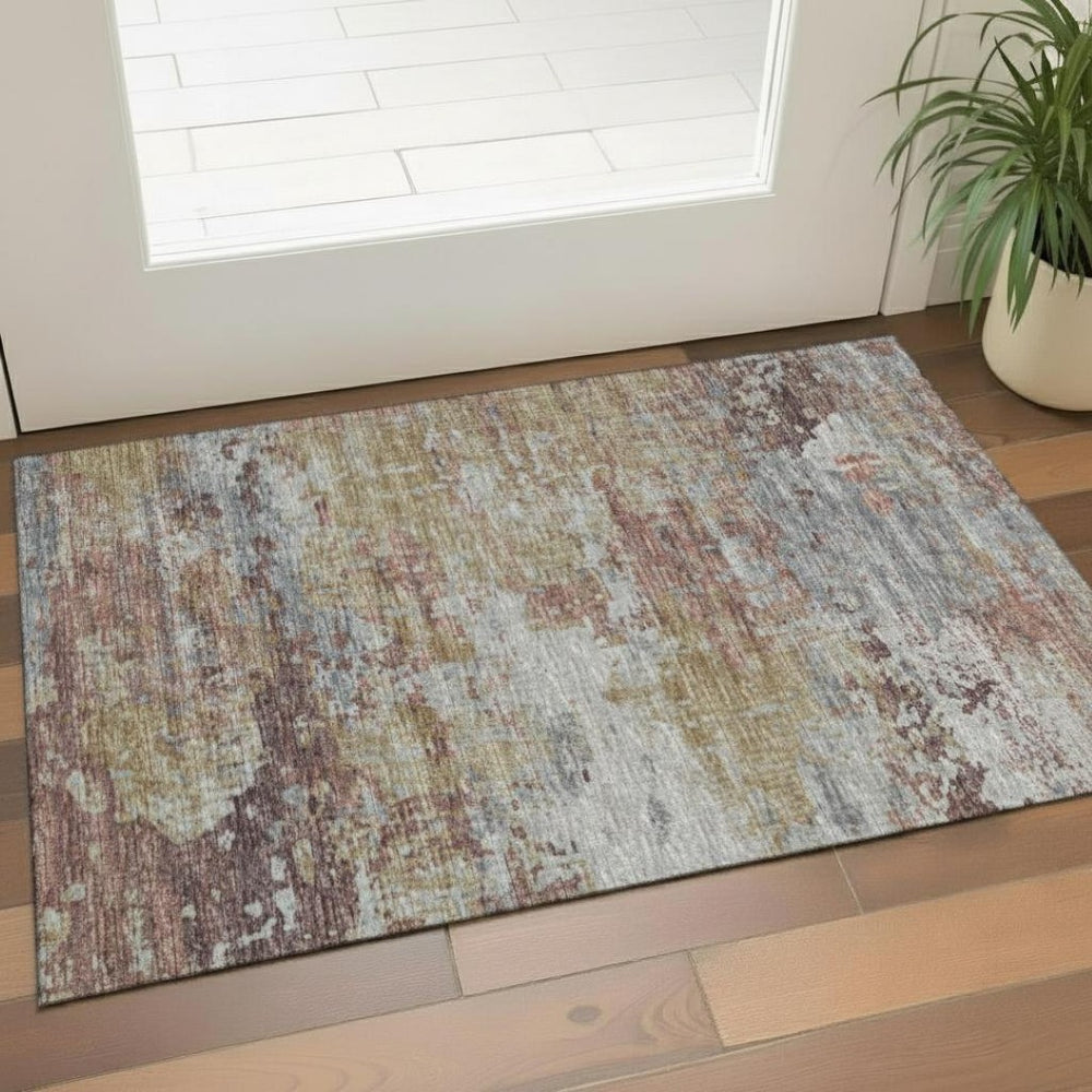 HomeRoots 5' X 8' Washable Pale Aqua, Ivory & Teal Abstract Area Rug with UV Protection for Stylish Living Spaces 709916