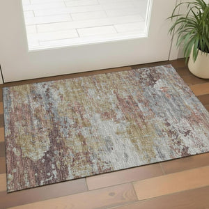 HomeRoots 5' X 8' Washable Pale Aqua, Ivory & Teal Abstract Area Rug with UV Protection for Stylish Living Spaces 709916
