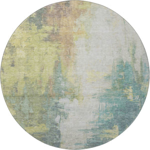HomeRoots 8' X 10' Contemporary Abstract Washable Area Rug in Pale Aqua, Ivory, and Teal with UV Protection 709918