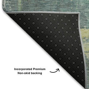 HomeRoots 10' X 14' Pale Aqua Ivory Teal Abstract Area Rug – Durable, Washable, UV-Protected & Kid-Friendly! 709920