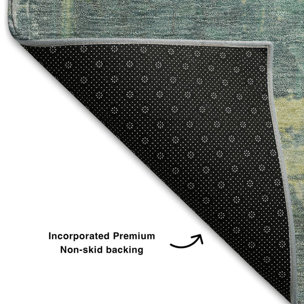 HomeRoots 10' X 14' Pale Aqua Ivory Teal Abstract Area Rug – Durable, Washable, UV-Protected & Kid-Friendly! 709920
