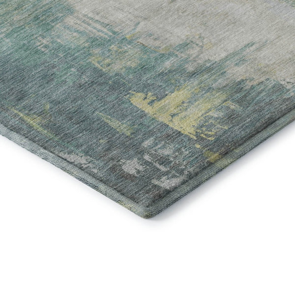 HomeRoots 10' X 14' Pale Aqua Ivory Teal Abstract Area Rug – Durable, Washable, UV-Protected & Kid-Friendly! 709920