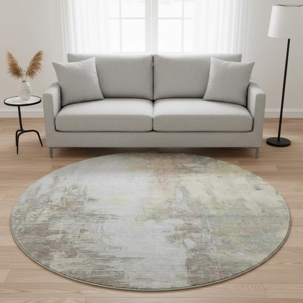 HomeRoots 8' X 10' Modern Tan Beige Gray Abstract Washable Area Rug - UV Protected, Stain Resistant Elegance 709924