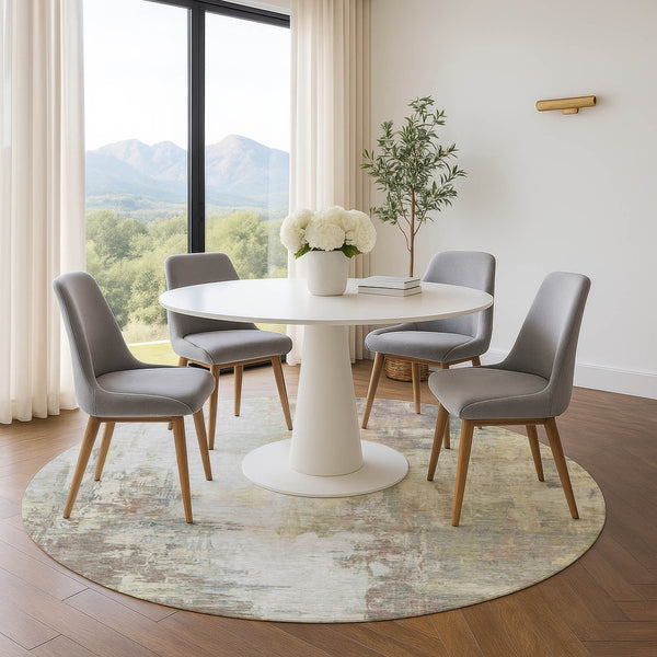 HomeRoots 8' X 10' Modern Tan Beige Gray Abstract Washable Area Rug - UV Protected, Stain Resistant Elegance 709924
