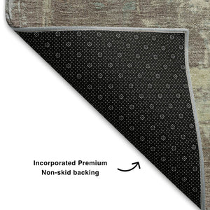 HomeRoots 8' X 10' Modern Tan Beige Gray Abstract Washable Area Rug - UV Protected, Stain Resistant Elegance 709924