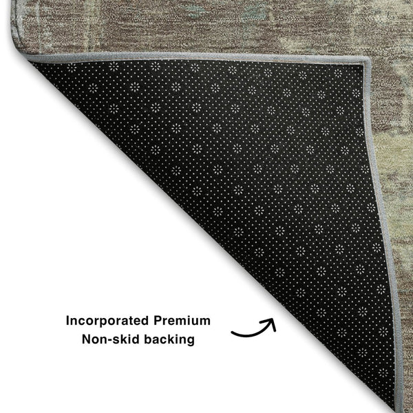 HomeRoots 8' X 10' Modern Tan Beige Gray Abstract Washable Area Rug - UV Protected, Stain Resistant Elegance 709924