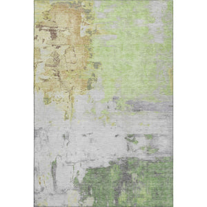HomeRoots 5' X 8' Artichoke Green Abstract Area Rug - Stylish, Washable, UV Protected, Perfect for Pets & Kids 709928
