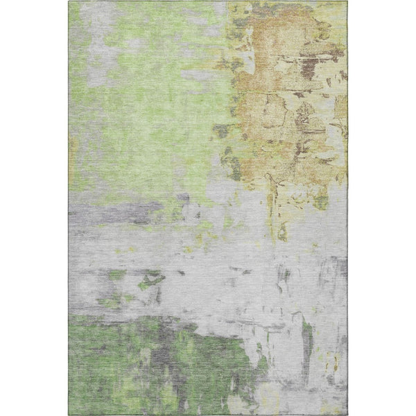 HomeRoots 5' X 8' Artichoke Green Abstract Area Rug - Stylish, Washable, UV Protected, Perfect for Pets & Kids 709928