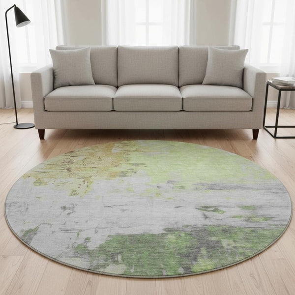 HomeRoots 8' X 10' Elegant Artichoke Green Abstract Area Rug - Washable, UV Protected, Pet-Friendly Design! 709930