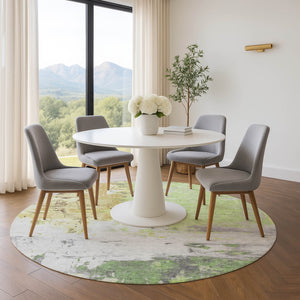 HomeRoots 8' X 10' Elegant Artichoke Green Abstract Area Rug - Washable, UV Protected, Pet-Friendly Design! 709930