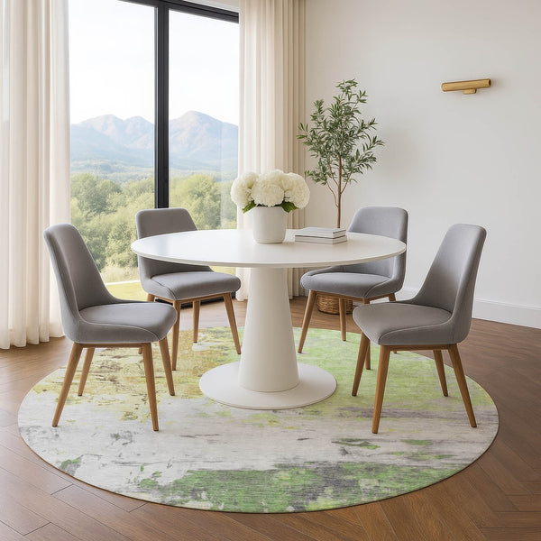 HomeRoots 8' X 10' Elegant Artichoke Green Abstract Area Rug - Washable, UV Protected, Pet-Friendly Design! 709930