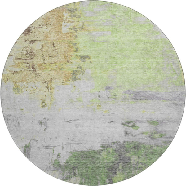HomeRoots 8' X 10' Elegant Artichoke Green Abstract Area Rug - Washable, UV Protected, Pet-Friendly Design! 709930
