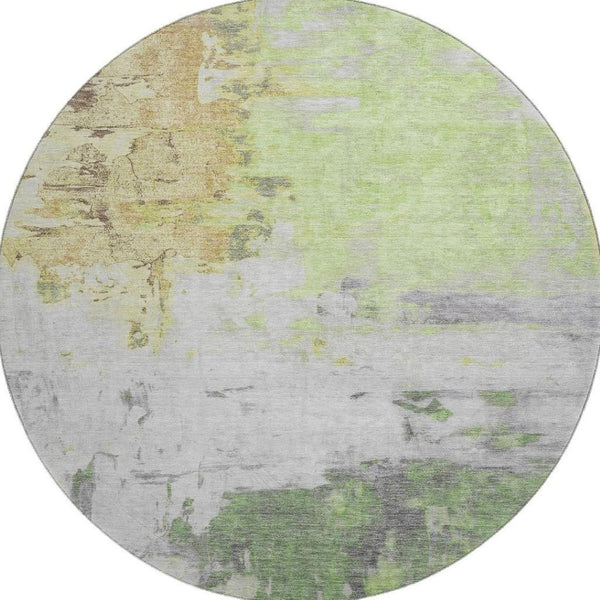 HomeRoots 8' X 10' Elegant Artichoke Green Abstract Area Rug - Washable, UV Protected, Pet-Friendly Design! 709930