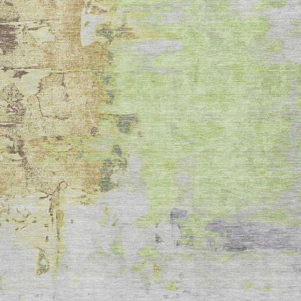 HomeRoots 10' X 14' Artichoke Green & Gold Abstract Washable Area Rug - UV Protected, Stain Resistant Design 709932