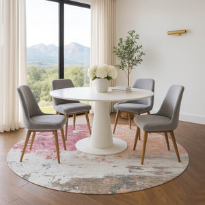 HomeRoots 8' X 10' Washable Abstract Area Rug in Salmon, Ivory & Brown – Durable, Stain-Resistant & UV Protected 709936
