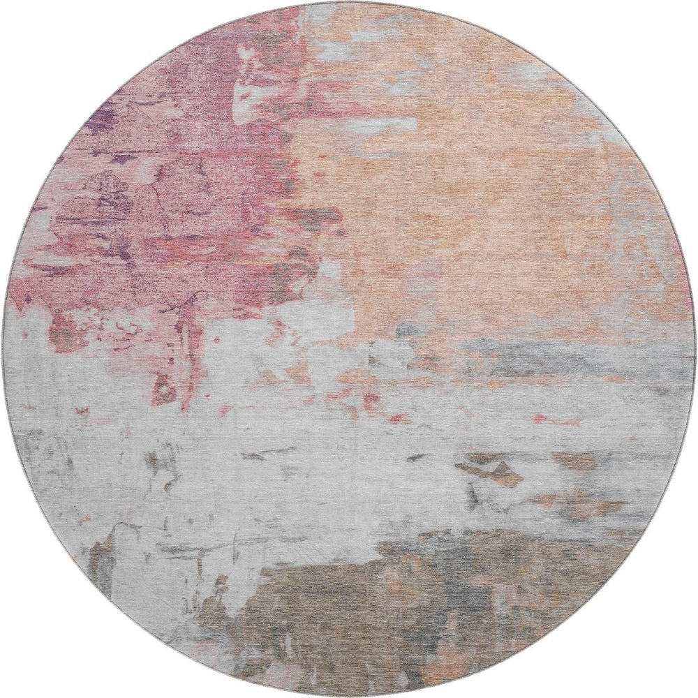 HomeRoots 8' X 10' Washable Abstract Area Rug in Salmon, Ivory & Brown – Durable, Stain-Resistant & UV Protected 709936